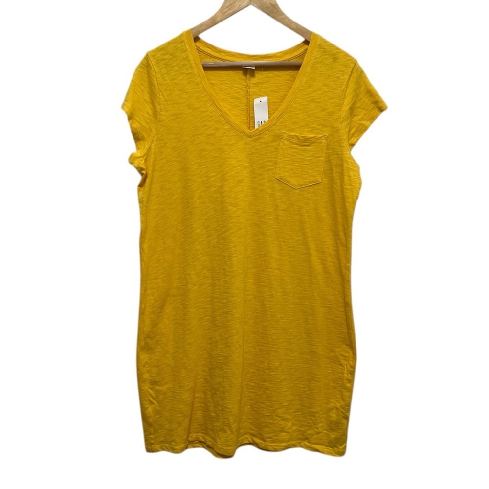 GAP NWT Cotton Short Sleeve Shirt Dress Pale Gold Size Large